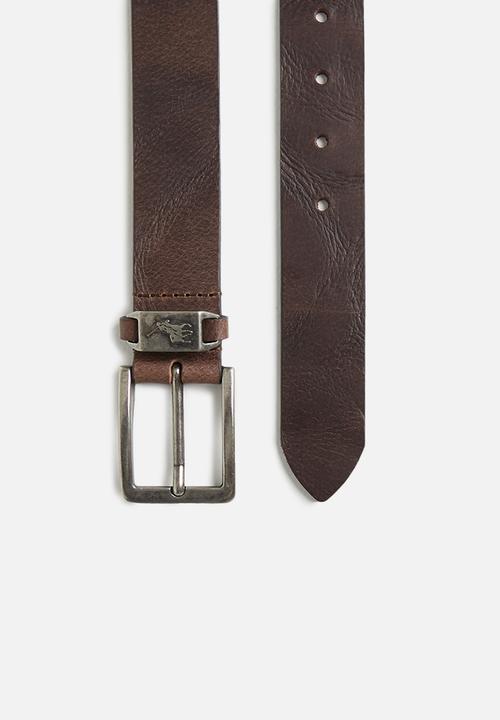 POLO - Jack leather belt - brown