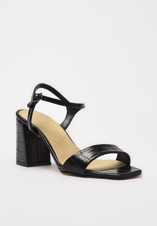 Trendyol - Croc barely there block heel - black