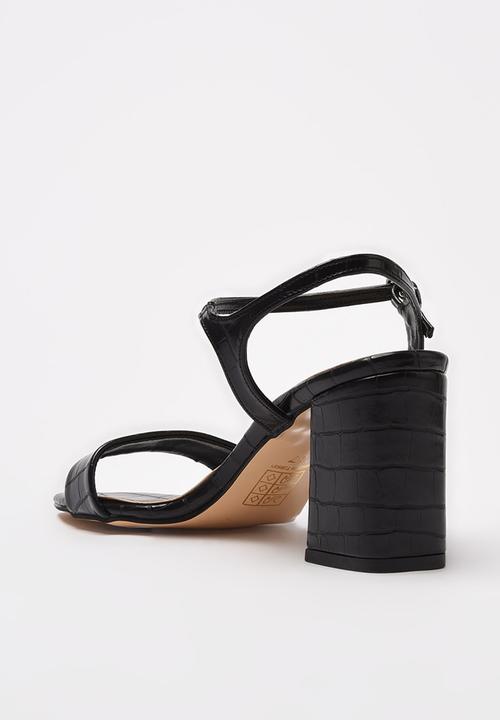 Trendyol - Croc barely there block heel - black