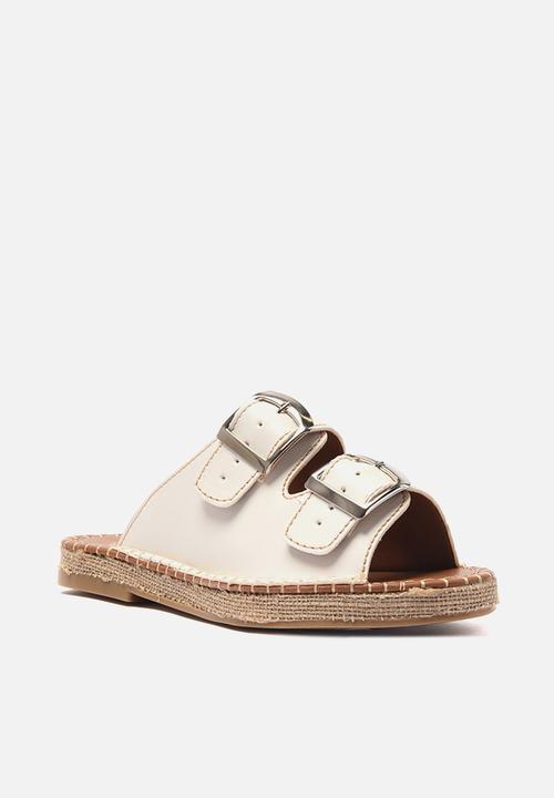 Trendyol - Double buckle espadrille slide - white