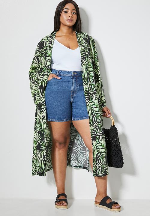 Superbalist - Longer length shacket - green & black 