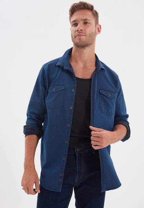 Trendyol - Double pocket long sleeve shirt - indigo