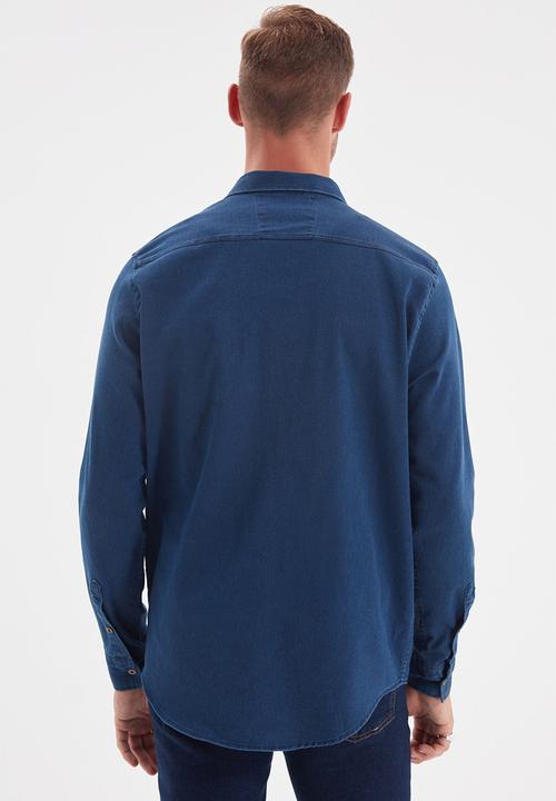 Trendyol - Double pocket long sleeve shirt - indigo