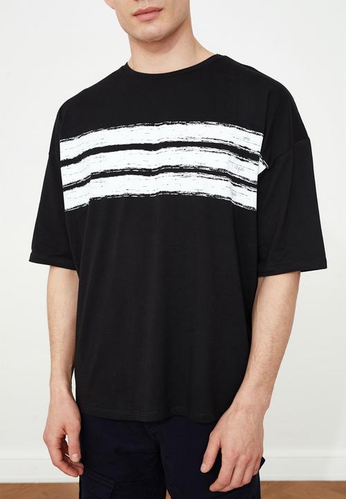 Trendyol - Benzo stripe short sleeve tee - black