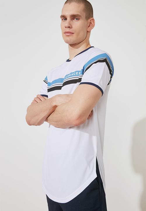 Trendyol - Multi-stripe short sleeve tee - white