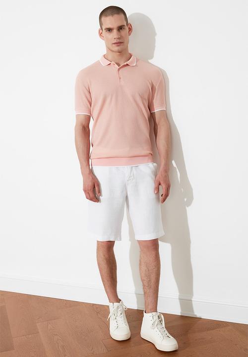 Trendyol - Tipped collar short sleeve golfer - salmon