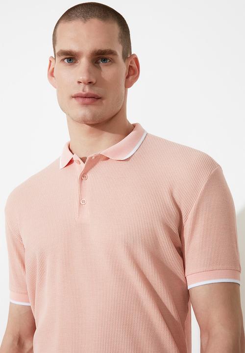 Trendyol - Tipped collar short sleeve golfer - salmon