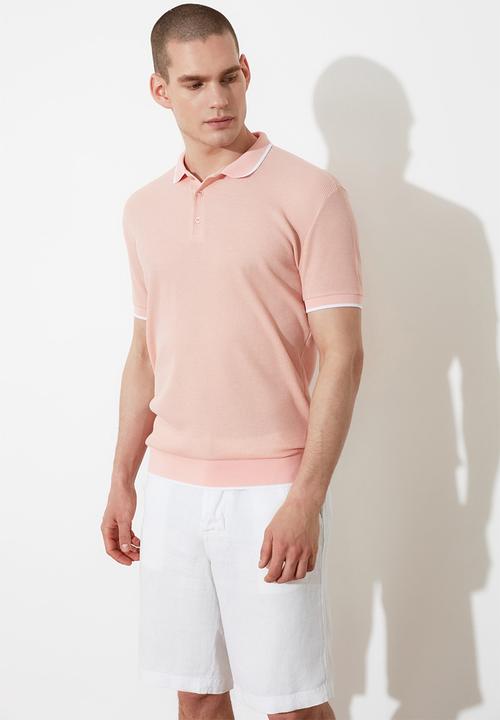 Trendyol - Tipped collar short sleeve golfer - salmon