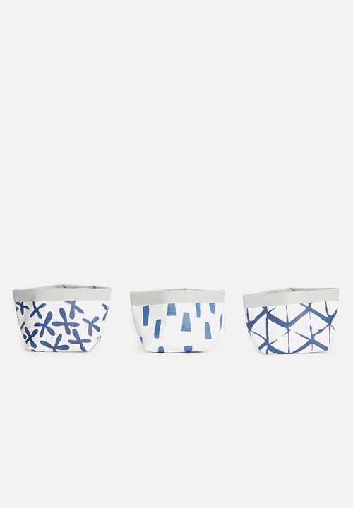 Inspired Vision Studios - Mermista set of 3 succulent canvas planters - shibori blue