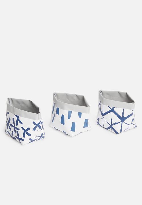Inspired Vision Studios - Mermista set of 3 succulent canvas planters - shibori blue