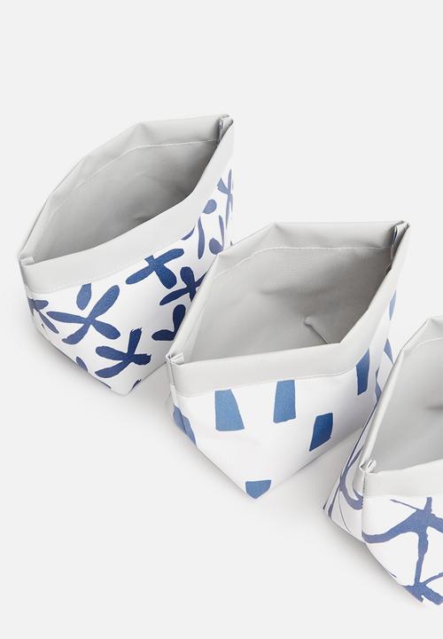 Inspired Vision Studios - Mermista set of 3 succulent canvas planters - shibori blue