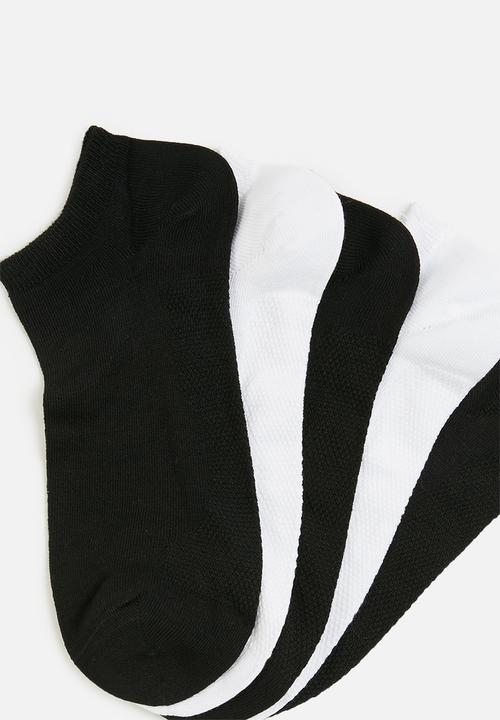 Superbalist - Plain 5-pack ankle socks - black x3/white x2