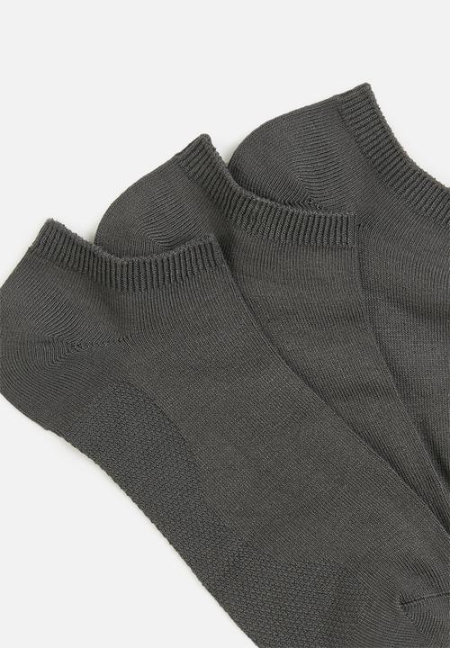 Superbalist - Plain 3-pack ankle socks - grey x3