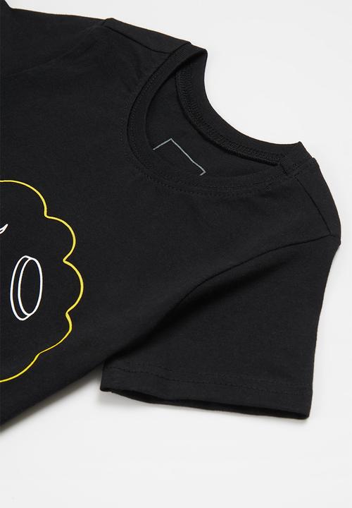 Pop Candy - Yb short sleeve tee & shorts pj set - black & grey