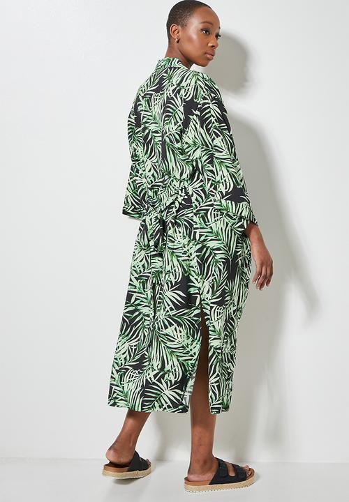 Superbalist - Longer length shacket - dark base palm