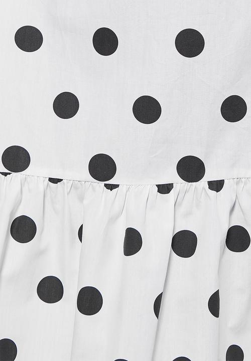 Superbalist - V-neck cutout detail midi dress - white & black 