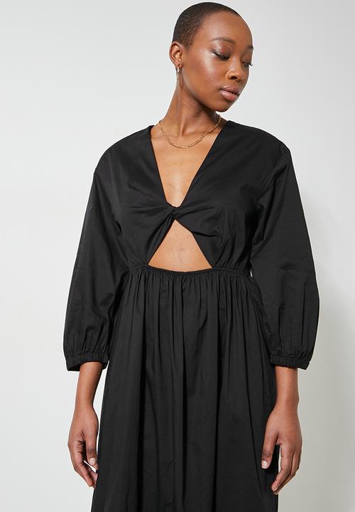 Superbalist - V-neck cutout detail midi dress - black