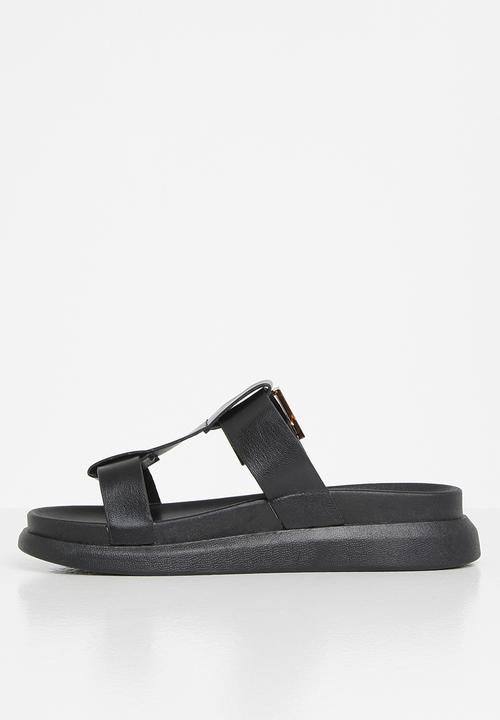 Plum - Tulsa chunky big buckle slide - black