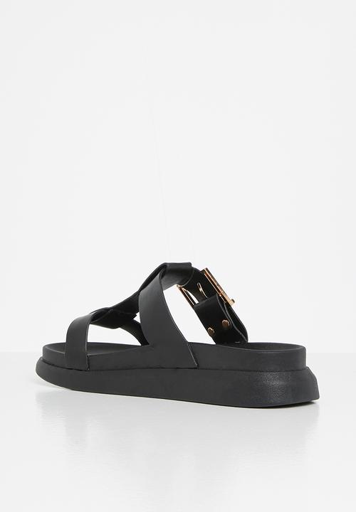 Plum - Tulsa chunky big buckle slide - black