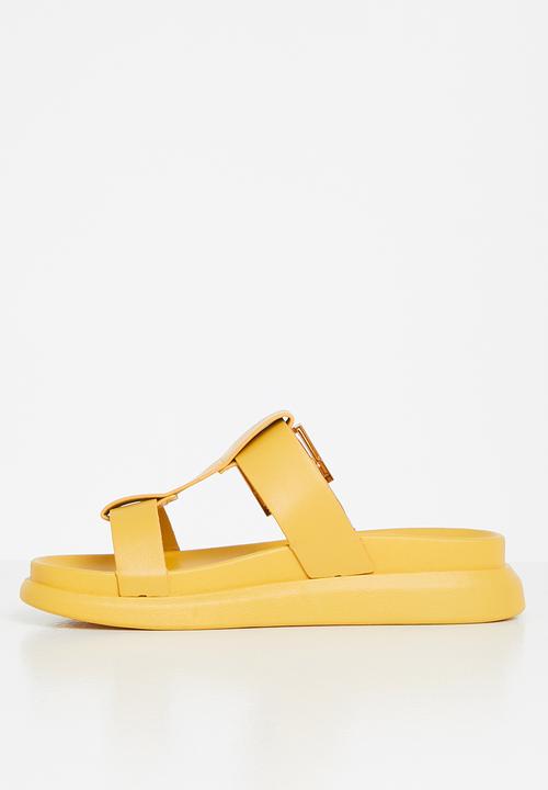 Plum - Tulsa chunky big buckle slide - mustard