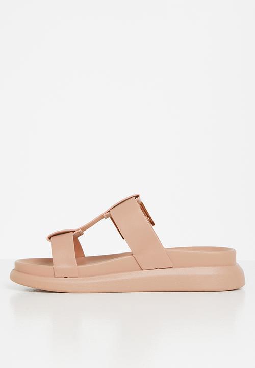 Plum - Tulsa chunky big buckle slide - blush pink