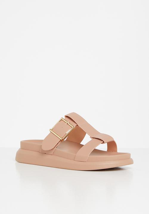 Plum - Tulsa chunky big buckle slide - blush pink