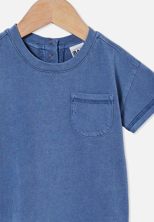 Cotton On - Alfie drop shoulder tee - petty blue wash