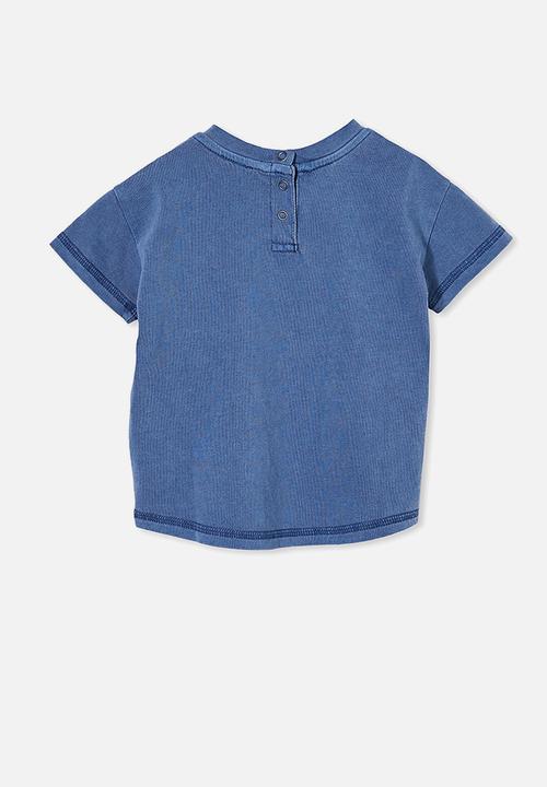 Cotton On - Alfie drop shoulder tee - petty blue wash