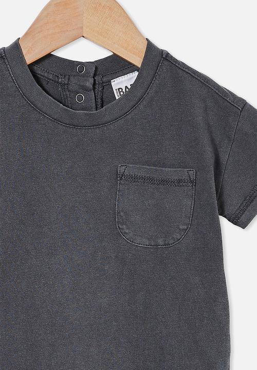 Cotton On - Alfie drop shoulder tee - rabbit grey wash