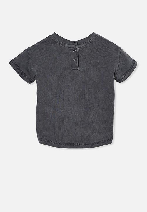 Cotton On - Alfie drop shoulder tee - rabbit grey wash