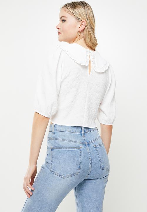 Blake - Peterpan cropped blouse - white