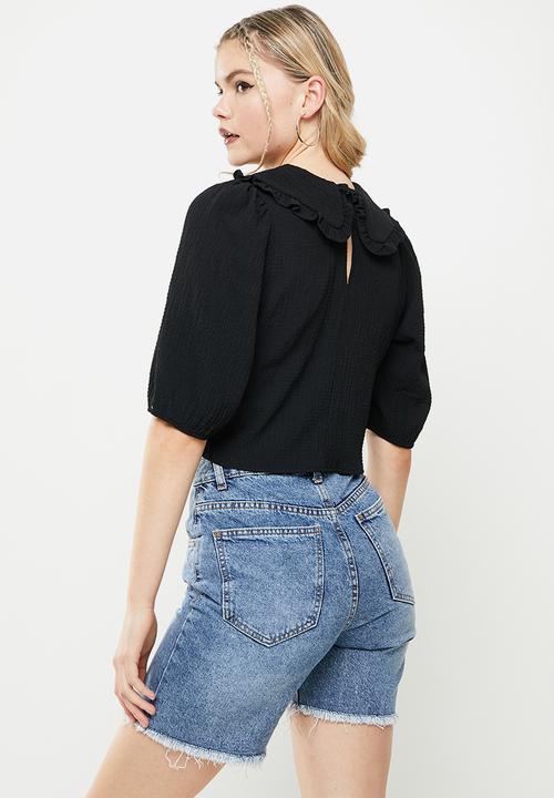 Blake - Peterpan cropped blouse - black 