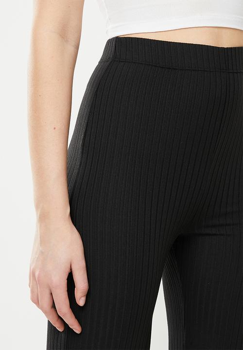 Blake - Side slit wide leg trouser - black 