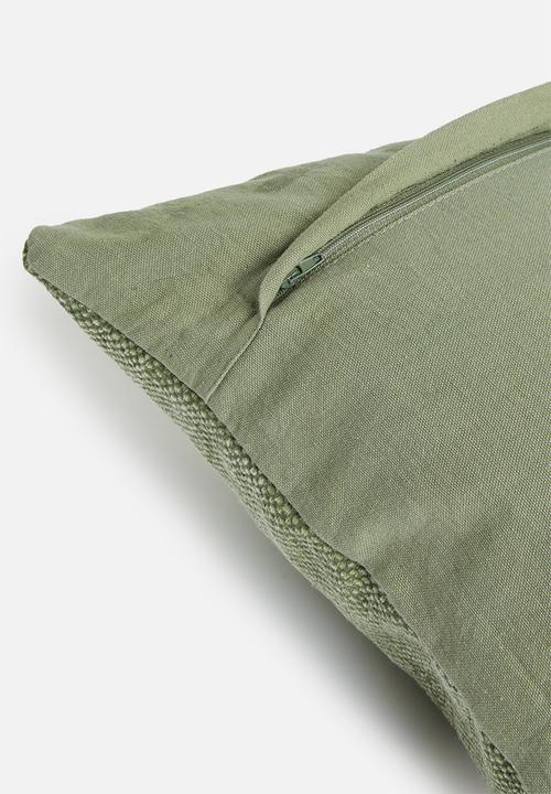 Sixth Floor - Stonewashed canvas cushion cover - moss