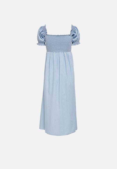 ONLY - June life short sleeve smock denim dress - light blue denim