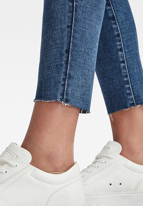 G-STAR - 3301 Mid skinny ankle - faded ripped baltic sea