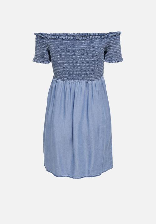 ONLY - Cora life short sleeve smock denim dress - medium blue denim