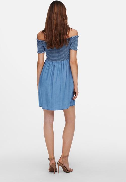 ONLY - Cora life short sleeve smock denim dress - medium blue denim