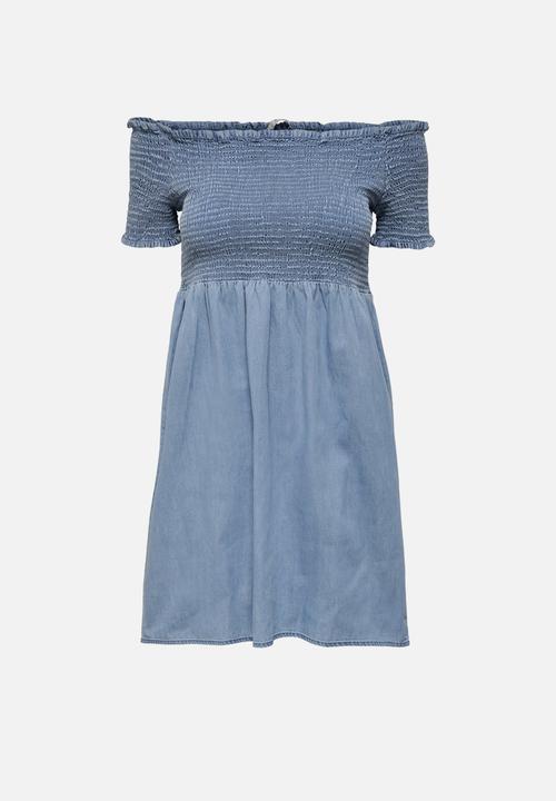 ONLY - Cora life short sleeve smock denim dress - medium blue denim
