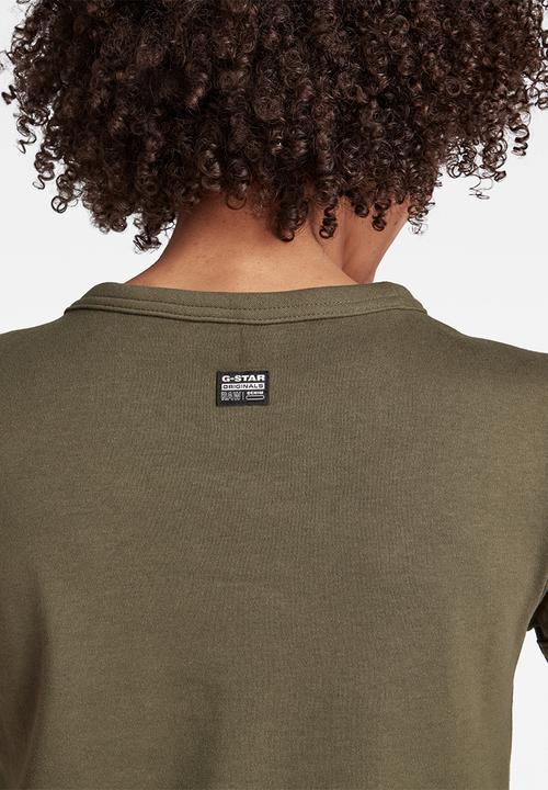 G-STAR - Front logo cropped slim tee - dk bronze green