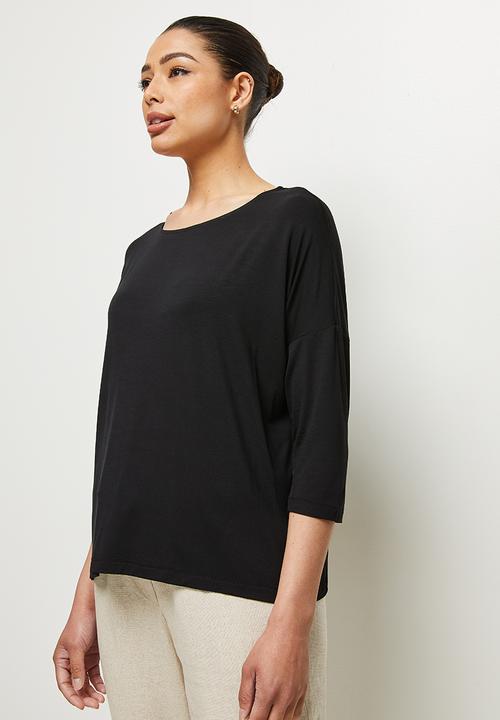 edit - Bamboo boxy tee - black