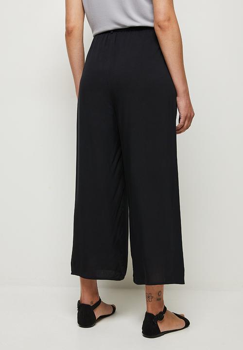 edit - Texture belted wide leg pant - black