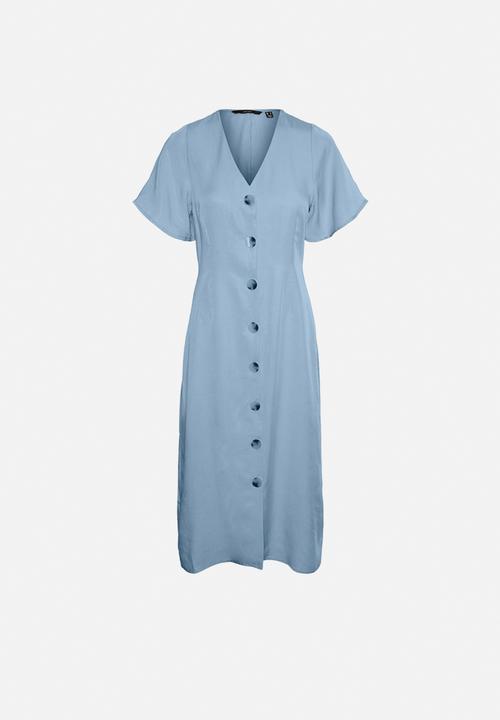 Vero Moda - Viviana short sleeve calf dress - light blue 