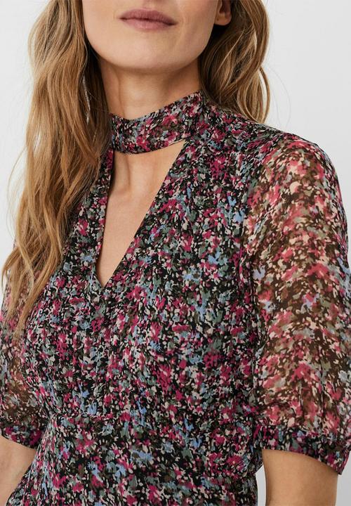 Vero Moda - Kay short sleeve ankle dress - pink peacock ditsy