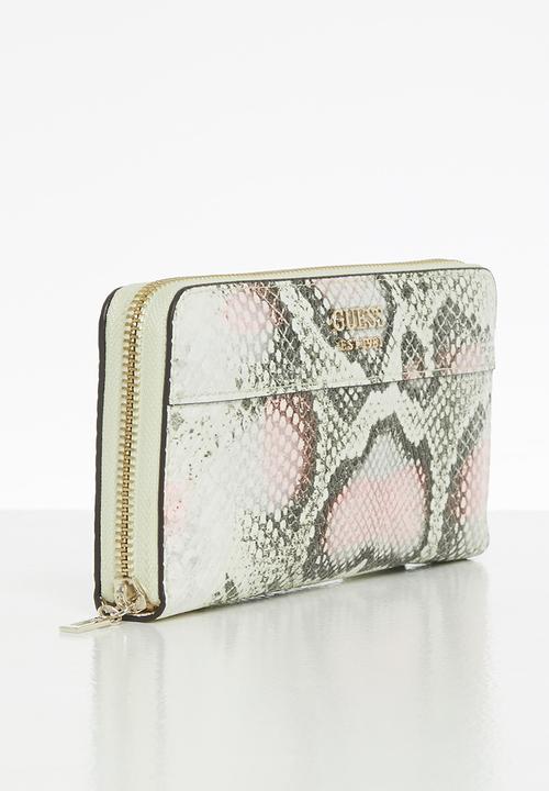 GUESS - Katey slg large zip around - light yellow & pink 