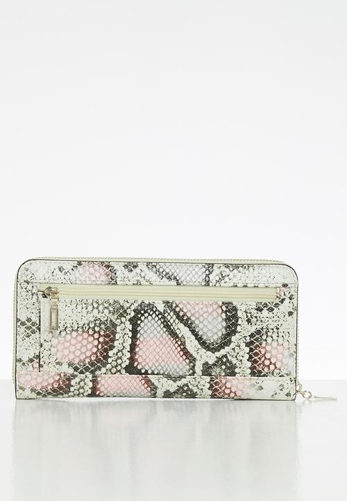 GUESS - Katey slg large zip around - light yellow & pink 