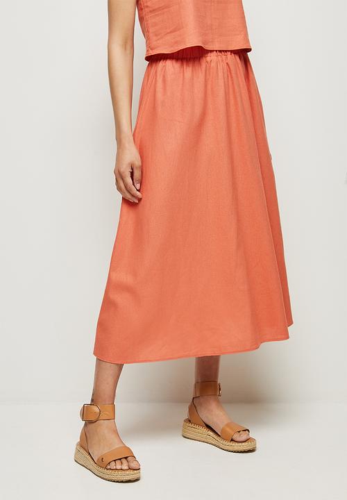 MILLA - A-line midi skirt - orange 