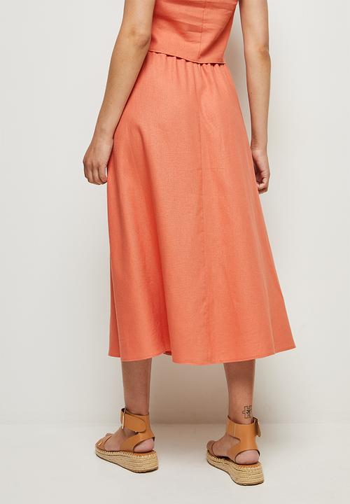 MILLA - A-line midi skirt - orange 