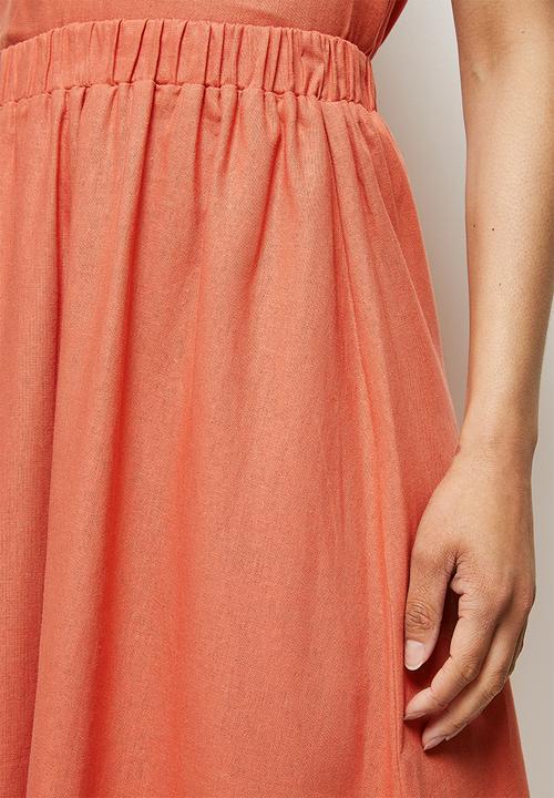 MILLA - A-line midi skirt - orange 