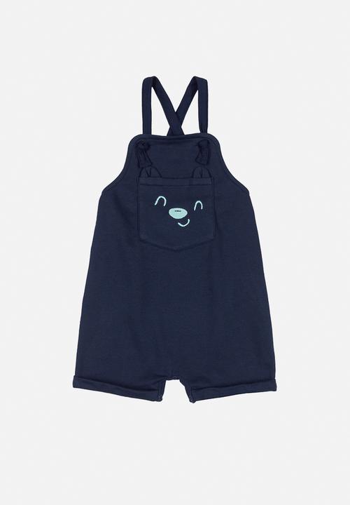 Quimby - Baby boys tee & dungaree set - dark blue